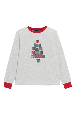 Sudadera y pantalón - Gris claro jaspeado y rojo