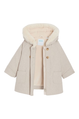 Abrigo con capucha - Beige jaspeado