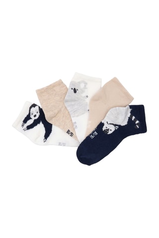 5 pares de calcetines - Azul marino y beige