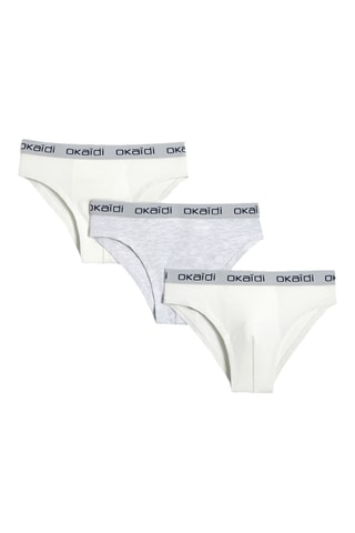 3 slips - Blanco, crudo y gris claro jaspeado