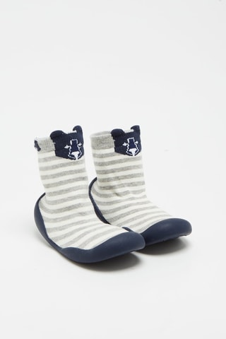 Tenis estilo calcetín con orejas - Gris claro jaspeado y crudo