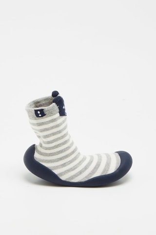 Tenis estilo calcetín con orejas - Gris claro jaspeado y crudo