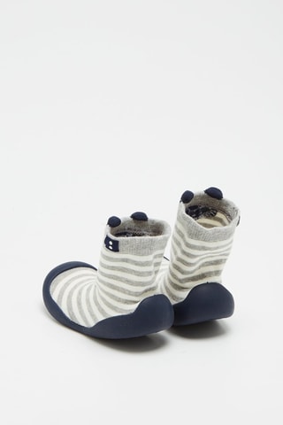 Tenis estilo calcetín con orejas - Gris claro jaspeado y crudo