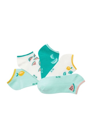 5 pares de calcetines - Verde y blanco