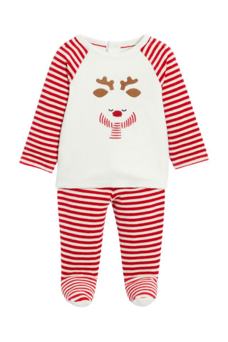 Pijama de terciopelo - Rojo y blanco - Obaïbi