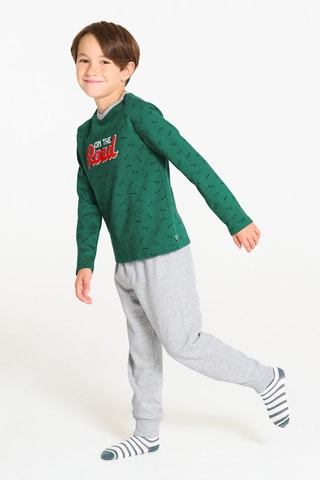 Pijama - Verde esmeralda y gris claro jaspeado - Okaïdi