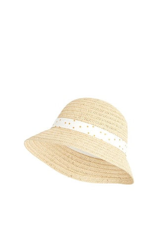 Gorro bucket de rafia - Beige
