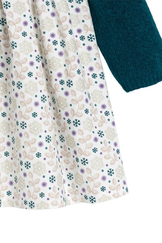 Vestido combinado - Verde y blanco - Obaïbi