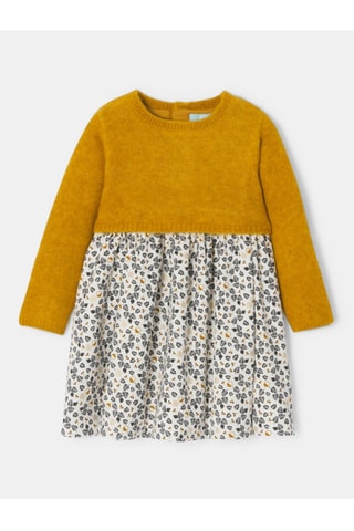 Vestido combinado - Amarillo y blanco - Obaïbi