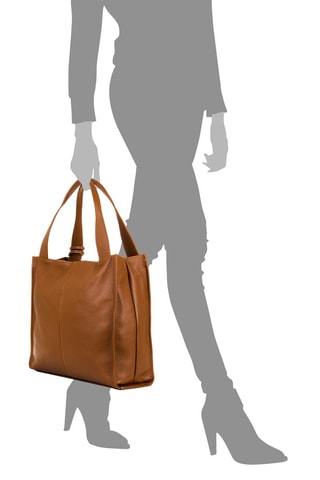 Mala shopper em couro - Camel - Camel