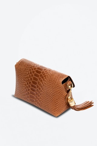 Mala a tiracolo em couro Amblar Camel - Castanho e dourado