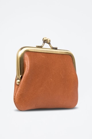 Porta-moedas em couro - Castanho - Castanho