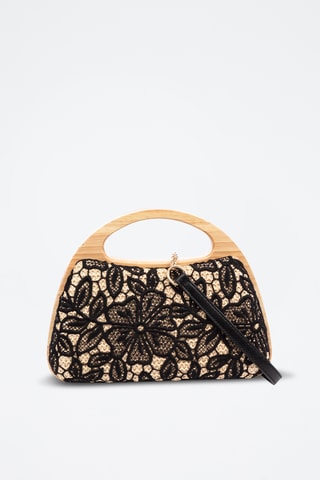 Pochette en bois et jute - Noir