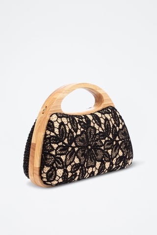 Pochette en bois et jute - Noir