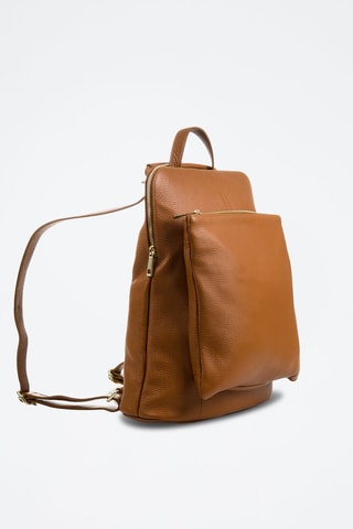 Mochila em couro Eva - Camel - Castanho