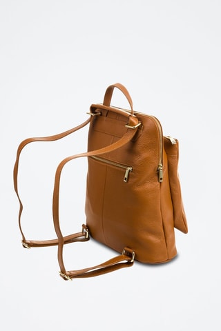 Mochila em couro Eva - Camel - Castanho