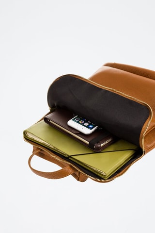 Mochila em couro Eva - Camel - Castanho