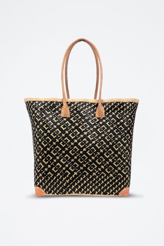 Panier en paille - 32 x 35 x 20 cm - Noir