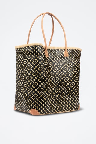 Panier en paille - 32 x 35 x 20 cm - Noir