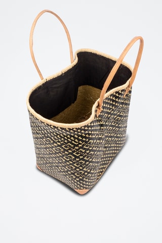 Panier en paille - 32 x 35 x 20 cm - Noir