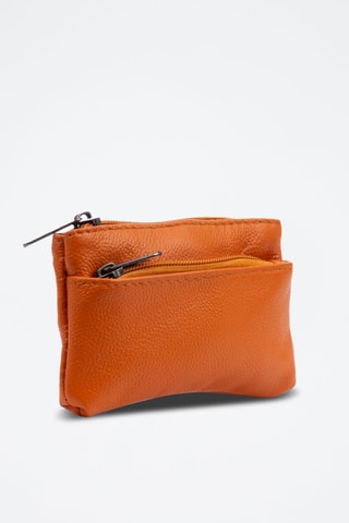 Porta-moedas em couro Atrani - Camel - Laranja