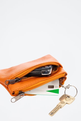Porta-moedas em couro Atrani - Camel - Laranja