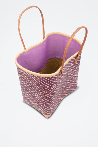 Panier en paille - 32 x 35 x 20 cm - Violet