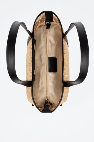 Mala shopper em couro Apulia - Preto e bege - Preto