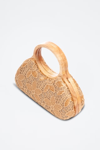 Pochette en bois et jute - Kaki