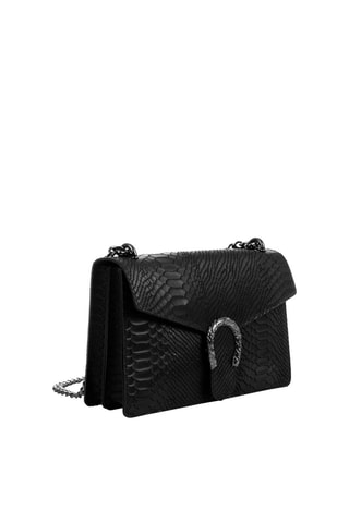 Mala de ombro em couro Preto - Firenze Artegiani - 27 x 8 x 18 cm - Preto