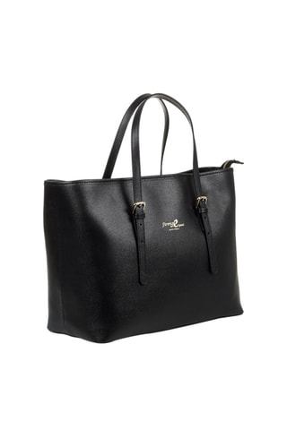 Mala shopper em couro Preto  - Dourado e preto