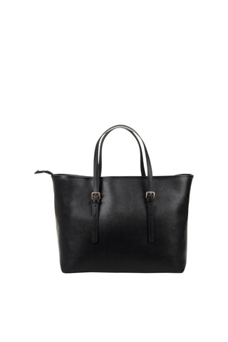 Mala shopper em couro Preto  - Dourado e preto