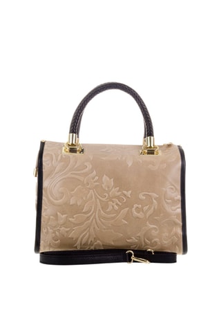 Mala em couro - Bege e dourado - Bege