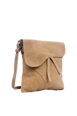 Mala a tiracolo em nobuck Creme e dourado - Toupeira