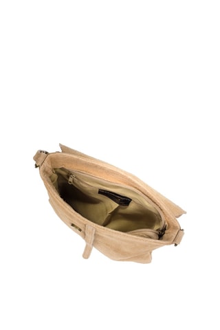 Mala a tiracolo em nobuck Creme e dourado - Toupeira