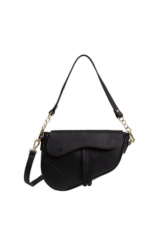 Mala de ombro em couro Preto - Firenze Artegiani - Dourado e preto