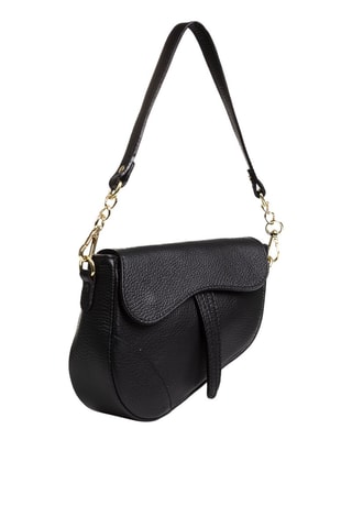 Mala de ombro em couro Preto - Firenze Artegiani - Dourado e preto