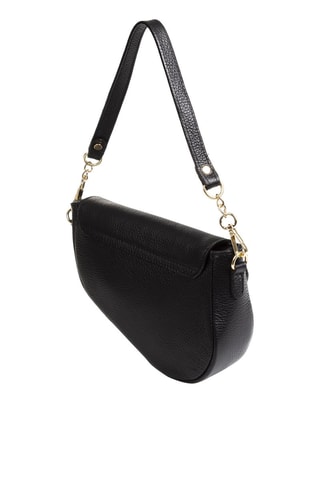 Mala de ombro em couro Preto - Firenze Artegiani - Dourado e preto