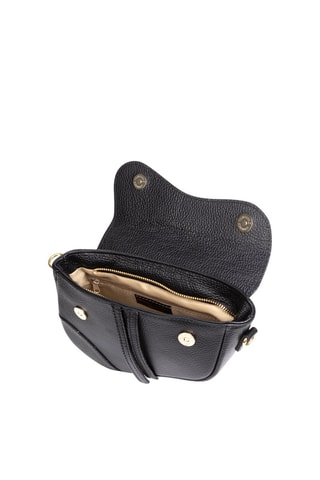 Mala de ombro em couro Preto - Firenze Artegiani - Dourado e preto