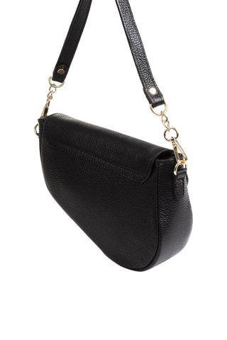 Mala de ombro em couro Preto - Firenze Artegiani - Dourado e preto
