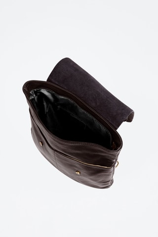 Mochila em couro - Chocolate - Castanho