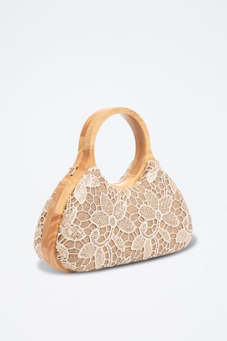 Pochette en bois et jute - Beige