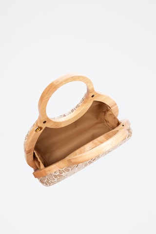 Pochette en bois et jute - Beige
