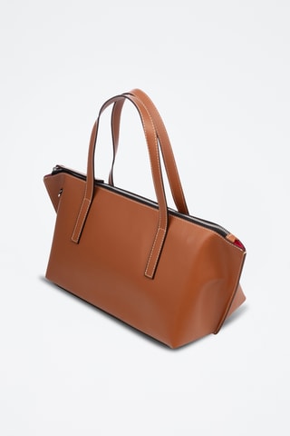 Mala shopper em couro - Castanho