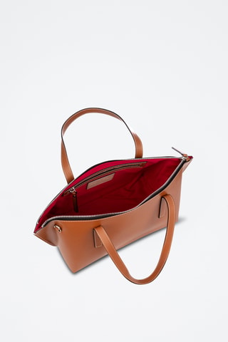 Mala shopper em couro - Castanho