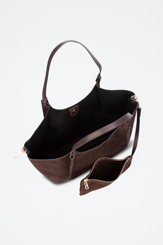 Mala shopper em nobuck - Castanho