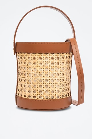 Mala bucket em couro Apice Camel - Castanho