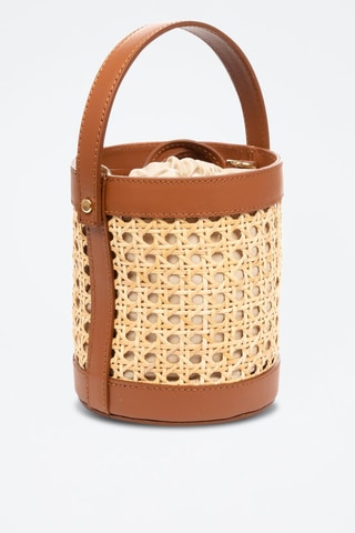 Mala bucket em couro Apice Camel - Castanho