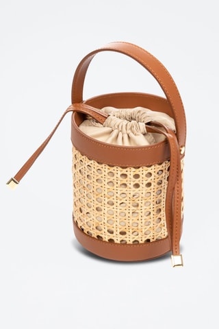 Mala bucket em couro Apice Camel - Castanho