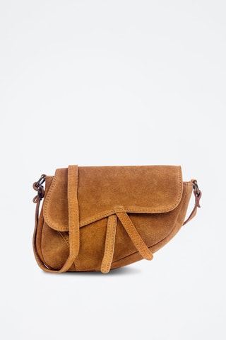 Mala a tiracolo em nobuck Camel - Castanho